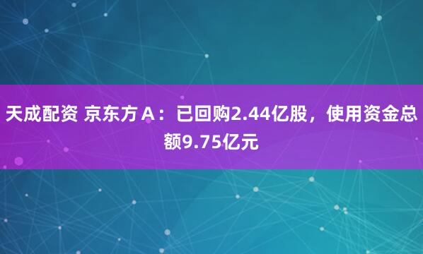 天成配资 京东方Ａ：已回购2.44亿股，使用资金总额9.75亿元